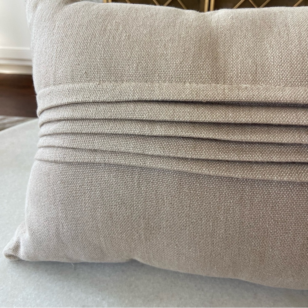 Frontgate Pleated Lumbar Pillow Tan Neutral Outdoor - Picture 2 of 4